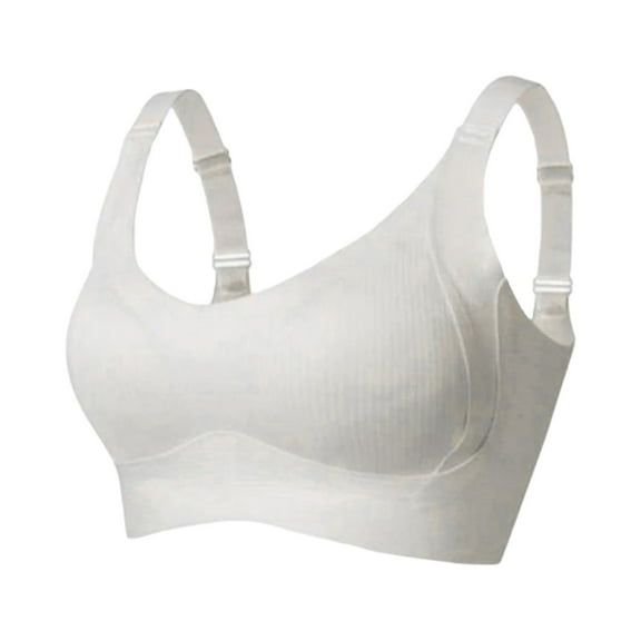 Wire-Free Push-Up Tank Bra for Women: Heart Pattern Design, Seamless Comfort & Side Support for Daily Wear,White 38
