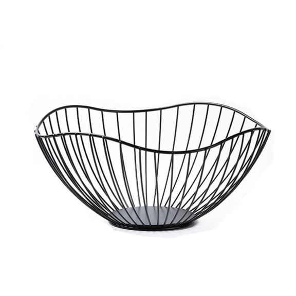 Wire Fruit Basket Black Fruit Bowl for Kitchen Counter Wave Fruit Basket Serving Bowl Wire Fruit Dish for Fruits and Veggies