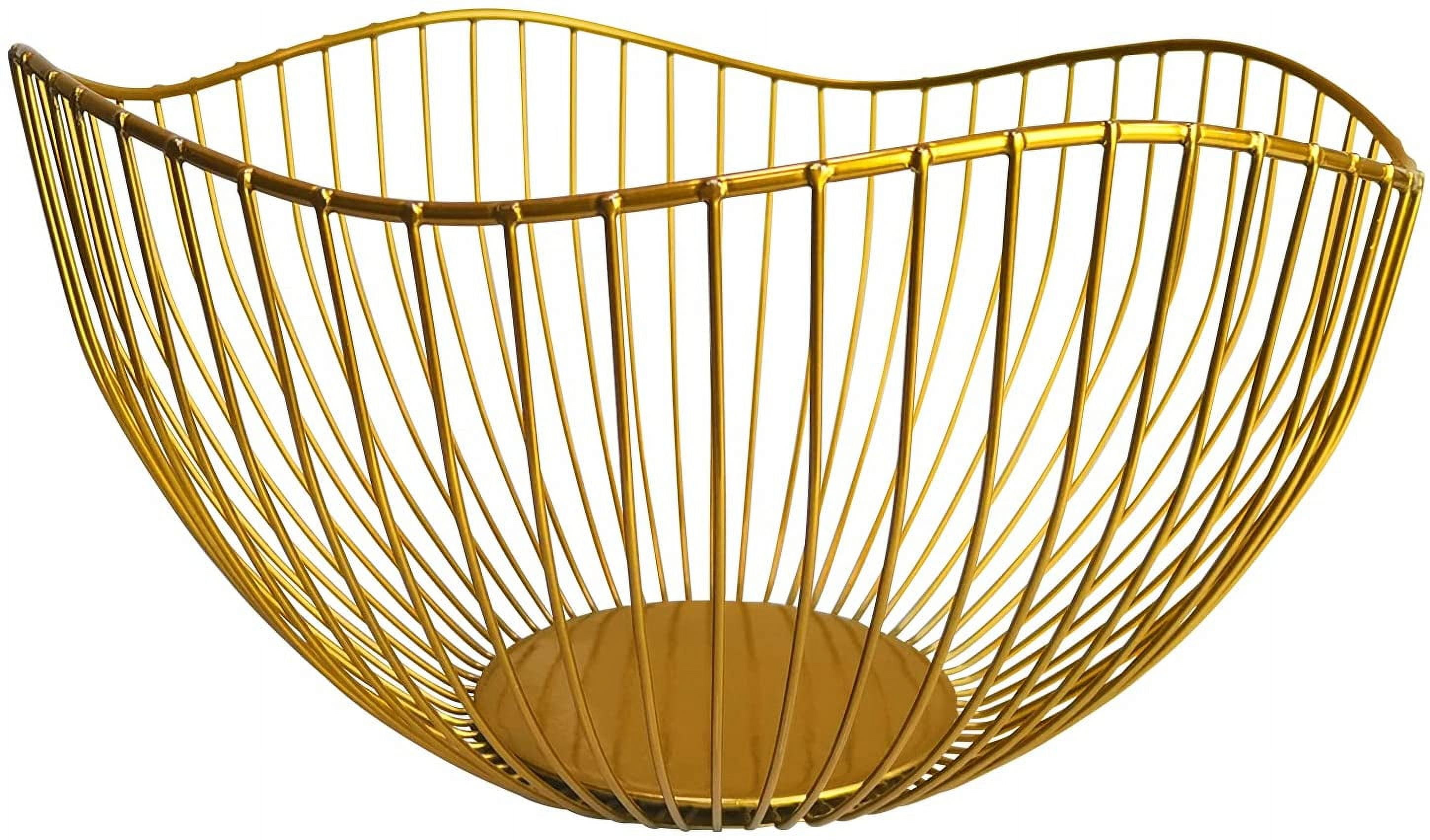 Gold Wire Fruit Basket for Kitchen Countertop