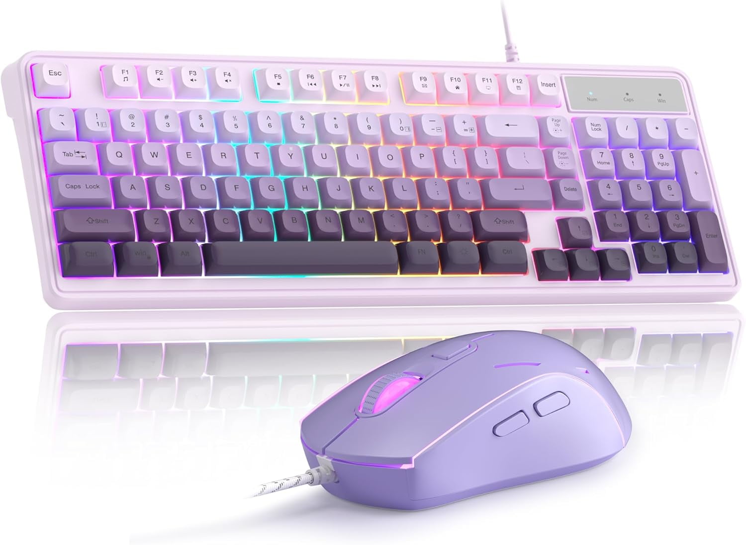 Wire Gaming Keyboard,Creamy Keyboard and Mouse Combo, 7 Colorful ...