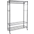 thumbnail image 1 of Wire Garment Racks for Hanging Clothes with Wheels, Heavy Duty Clothing Rack with 3 Shelves, Mobile Metal Clothes Racks for Hanging Clothes with Hanger Rod, 16 Hooks, 46.8"W x 17.7"D x 74"H, 1 of 5