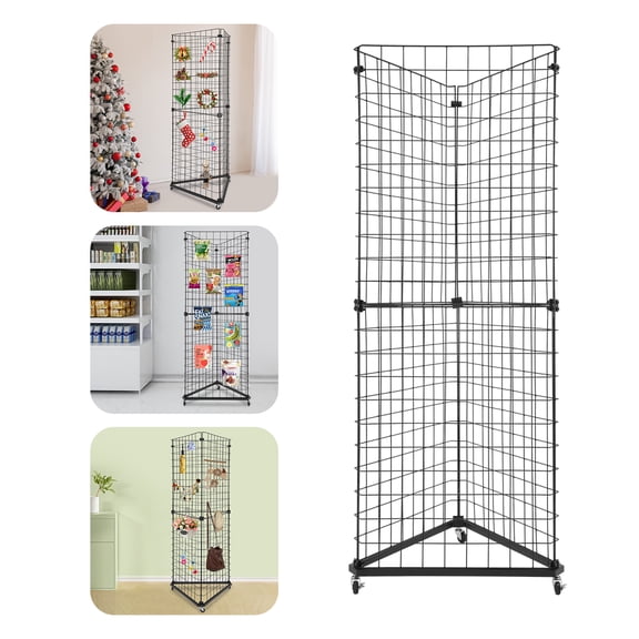Wire Grid Panel Tower Triangle Display Stand Wire Grid Display Rack Organizer