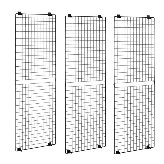 Wire Grid Wall Panels 3-Pack - 2x6 ft Black Display Racks - Wall Mounted Gridwall for Crafts, Decor, Storage & Notice Boards