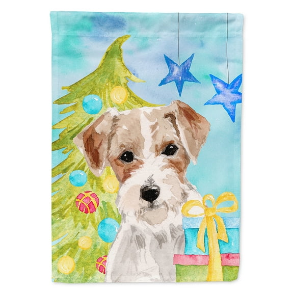 Wire Hair Jack Russell Christmas House Flag