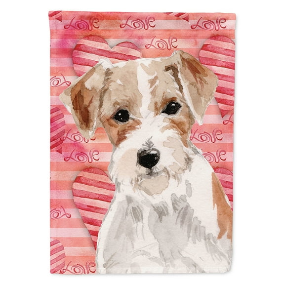 Wire Hair Jack Russell Love Flag Canvas House Size