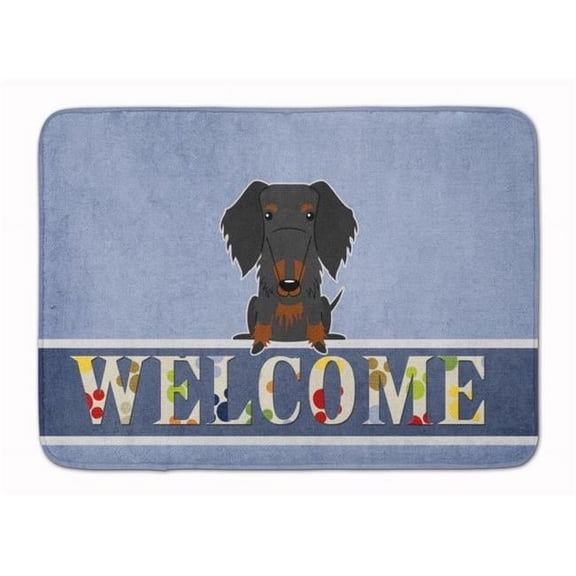 Wire Haired Dachshund Black Tan Welcome Machine Washable Memory Foam Mat