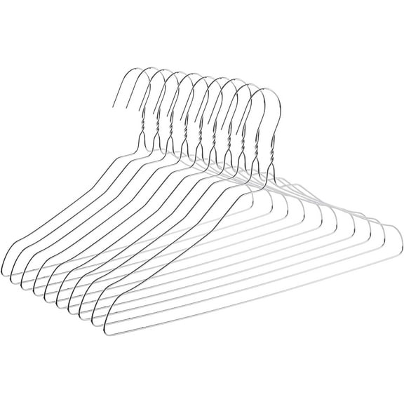 Wire Hangers, 10 Pack, Metal Hangers, Wire Hangers for Clothes, Wire Coat Hangers, Metal Clothes Hanger, Silver Hangers, Shirt Hangers, Slim Hangers, Thin Hangers, Standard Hangers