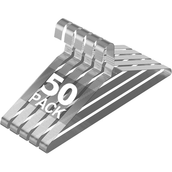 SPECILITE Wire Hangers 50 Pack, Metal Wire Clothes Hanger Space Saving with Groove, Silver