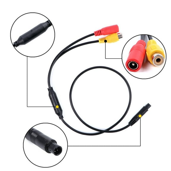 Car Backup Reverse Camera 4-Pin Male To CVBS RCA Female Connector Wire Harness