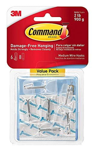 Command Wire Hook Value Pack, Clear, Medium, 6 Hooks, 8 Strips/Pack Command Wire Hook Value Pack, Clear, Medium, 6 Hooks, 8 Strips/Pack