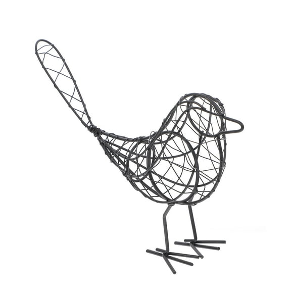 Wire Iron Bird Figurine Metal Craft Ornament (Black)