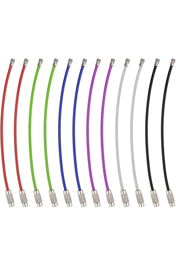 Wire Key Ring,Wire Keychain Cable,Key Rings,12 Pack of 4.3 Inches Stainless Steel Wire Ring 2mm Cable Heavy Duty Cable Loop Rings for Hanging Luggage Tag, Keys and ID Tag Keepers - Multicolor