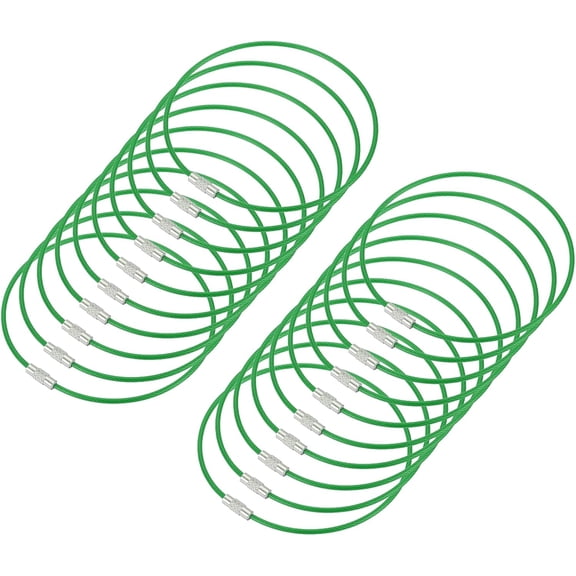 Wire Keychain Cable, Stainless Steel Key Ring Loop for Hanging Luggage Tag, Index Card, Ornament Green 100mm/4 Inch
