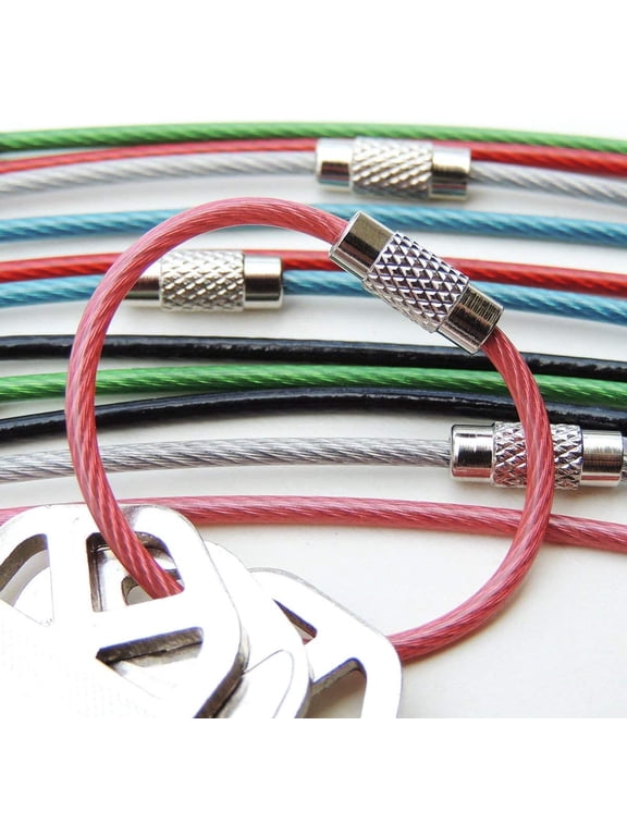 Wire Keyrings, 4-Inch, 12 Pack, Flexible Keychain with Plastic Coated Steel for Keys, Luggage Tags, Key Fobs