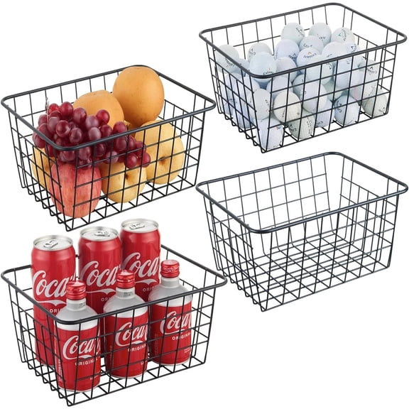 Wire Kitchen Storage Basket 4 Packs,Perfect Pantry Organization Accessories Bask