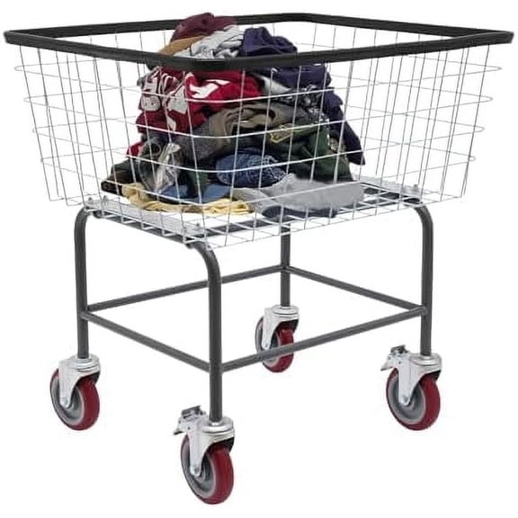 Wire Laundry Cart 1.83 Bushel, Heavy Duty Commercial Laundry Basket with Wheels, Industrial Bumper, Steel Frame with Galvanized Finish 20 * 15.7 * 26inch$$Tools