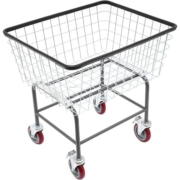 Wire Laundry Cart, Metal Laundry Basket with 4in Casters Commercial Wire Laundry Basket Cart for Laundry Holds 110lbs 20x15.7x26in