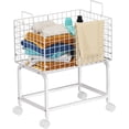 thumbnail image 1 of Wire Laundry Hamper Cart,Laundry Hamper Trolley with Pull Handle,White High Laundry Basket Cart for Laundry Room,Bathroom,Bedroom-White（23.6 * 15.75 * 28inch）, 1 of 8