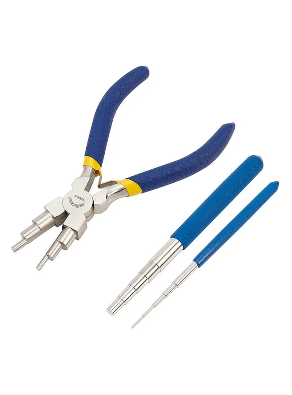 Wire Looping Tool 2Pcs Wire Looping Mandrel and 1Pc 6 in 1 Bail Making Plier for Jewelry Wire Wrapping and Jump Ring Forming