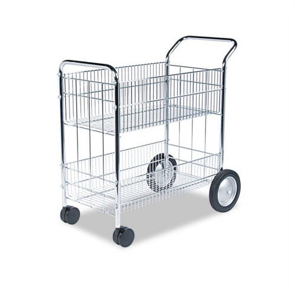 Chrome-Plated Steel Wire Mail Cart with Adjustable Guides