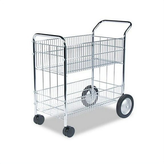 Wire Mail Cart 21.5w x 37.5d x 39.25h, Chrome