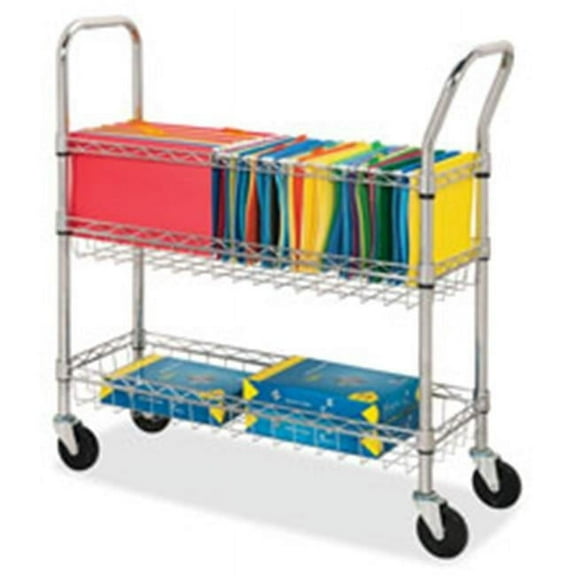 Wire Mail Cart, Ltr-Lgl, 34.25 in. x 12.5 in. x 40 in., Chrome
