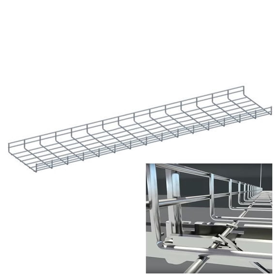 Quest Manufacturing 5FT x 4" WIDE 5 ft L x 4 in W x 2 in H, Carbon Steel Q235 Electro Zinc Plated Durable Cable Tray Silver with Full Line of Accessories