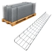 Wire Mesh Cable Tray - 6" W x 2" D x 5' L - 10 PCS/PACK - Electro-Zinc Plated Steel - Chrome Finish