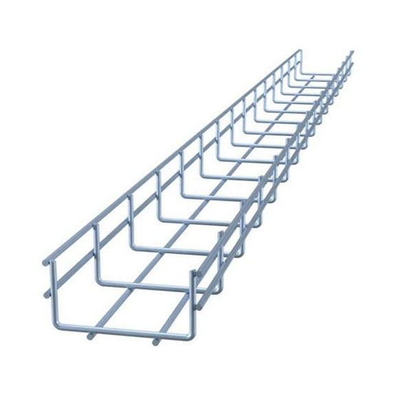 Wire Mesh Cable Tray, Electro Zinc Plated, Silver Steel, 1.97 x 3.94 x 59.06 inch, 2-Pack
