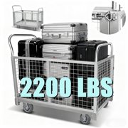 Wire Mesh Cage Cart, Heavy Duty Platform Cart, Net cage Trolley, 40x23x38 Silvery Metal Cart Load 2200LBS, 4-in-1 Design with 4 Swivel Casters, for Garage, Warehouse, Home Storage