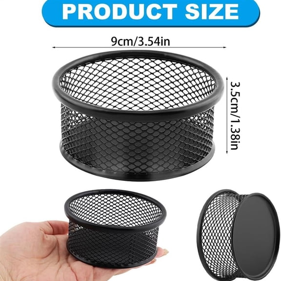 Wire Mesh Clip Holder Round Stackable Net Bowl for Paper Clips Desk Organizer and Small Supply Storage