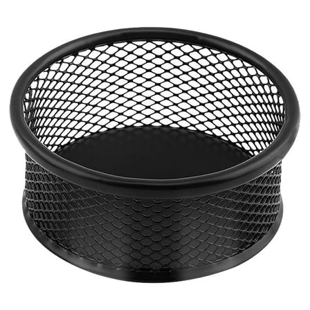 Wire Mesh Clip Organizer,Dispenser for Holding Small Parts Office Accessories,Round Stackable Holder for Paper Clips and Small Accessories,for Desk Office Organizer Accessories,Black,3.54X1.38"