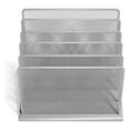 thumbnail image 1 of Wire Mesh File Organizer 5 Compartment - Silver Desk Organizer 2 Pack - Incline File Sorter for Home Office, Documents, Reports, Letters, 1 of 3