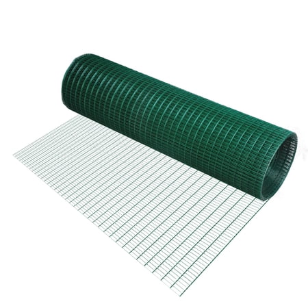 Wire Mesh Garden Fencing, PVC Coated Galvanized Steel Wire Roll for Rabbit Hutches and Aviaries, Dark Green, 0.9m x 30m