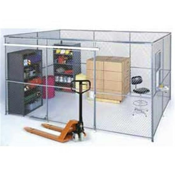 Wire Mesh Gray Partition Security Room 10 x 10 x 8 in. without Roof - 3 Sides with Window