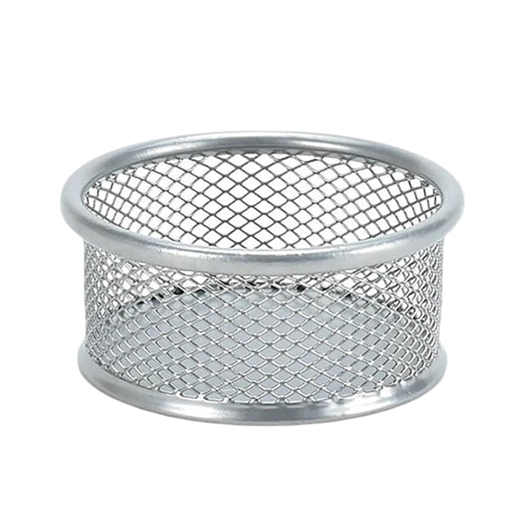 Wire Mesh Paperclip Holder Small Round Desk Organizer for Office Home Supplies 3.5x3.1x1.4 Inch