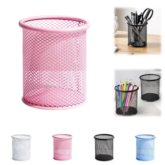 Pen Holder, Pencil Holder Cup for Desk, Mesh Metal Pen Organizer for Home Office, Desk Accessories & Workspace Pencil Container (Pink)