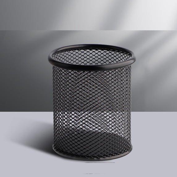 Wire Mesh Pen Holder, Pencil Cup Desk Organizer for Stationery, Scissors, Office Caddy Storage, 3.9" x 3.2"(Black)