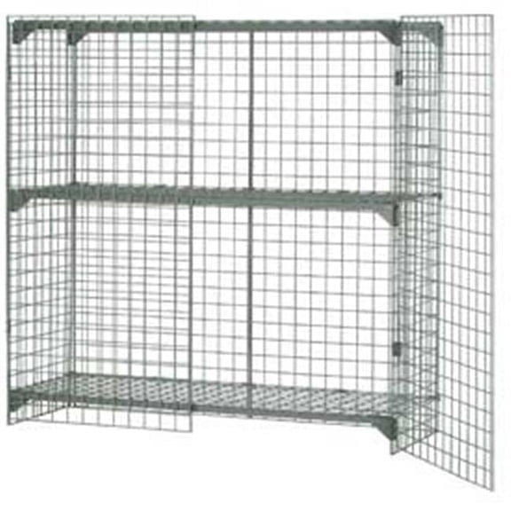 Wire Mesh Security Cage with Ventilated Locker - Gray - 48 x 36 x 48 in.