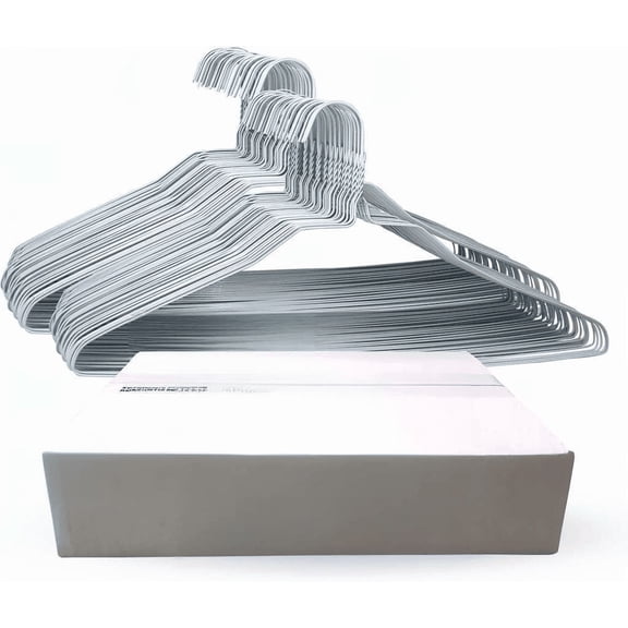 Wire Metal Clothes Hangers 200 Pack 18 Inch 14.5 Gauge Ultra Thin Non Slip Space Saving for Standard Size Shirts Pants Skirts White