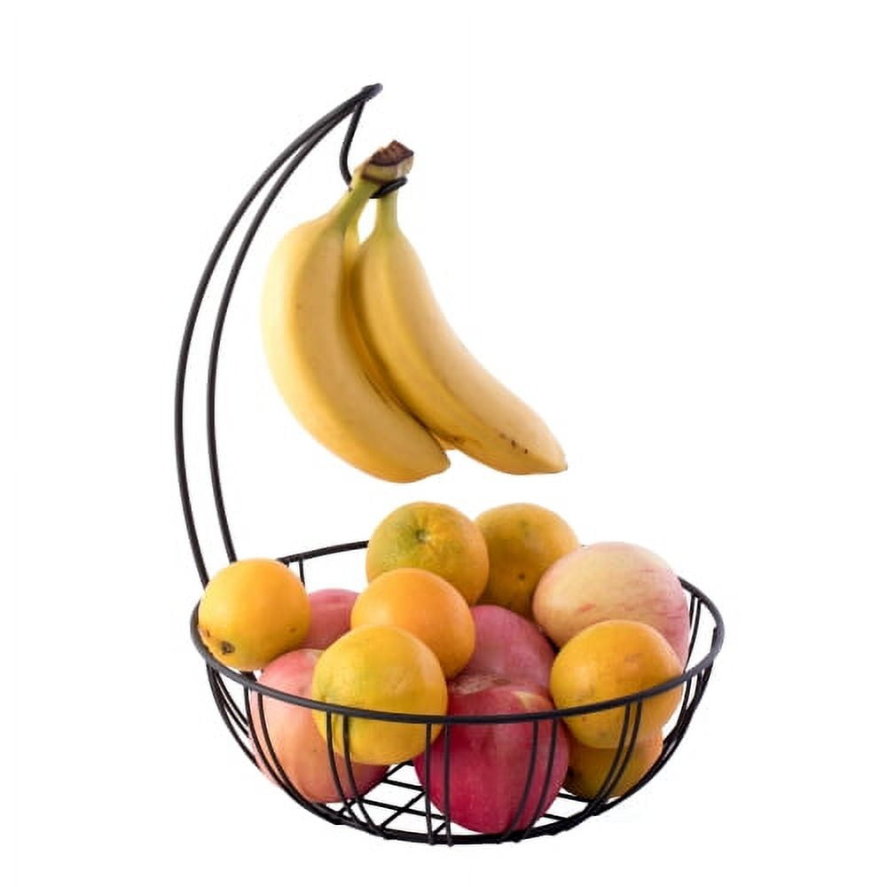 Pfaltzgraff Anvil Cage Black Metal Fruit Basket with Banana Hook