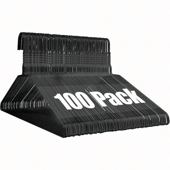 Wire Metal Hangers 100 Pack Black Slim Clothes Hanger 16 Inch 12 Gauge Bulk Dry Cleaner Hangers For Standard Size Coat Suits Shirts Pants Skirts