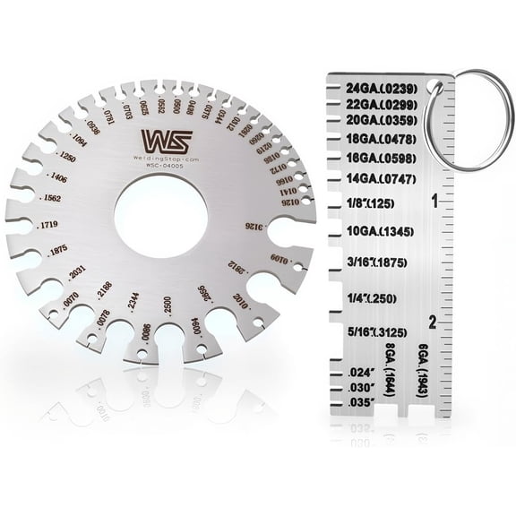 Wire/Metal Sheet Thickness Gauge & Round Cable Sheet Gage Set Welding Gage Plated Size Inspection Tool 2pcs