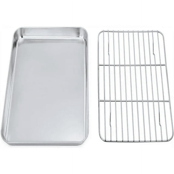 Wire Rack for Baking Sheet,Baking Sheet with Rack Set(1 Pans + 1 Racks)Stainless Steel Baking Sheet Oven Tray with Cooling Grid Rack for Cookies Meats,Sturdy & Durable,9 Inch