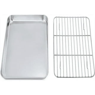 Air Fryer Basket for Oven - Stainless Steel 1/4 Rimmed Baking Sheet with  Wire Ra