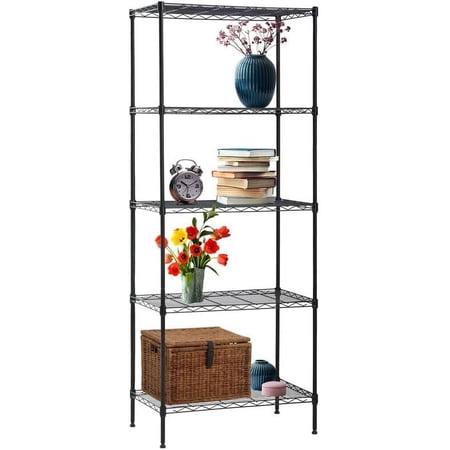Wire Rack Shelving, Metal Rack Organizer Heavy Duty Wire Rack Basement Storage Unit Rack Utility for Bathroom Office Kitchen (Black, 14" D x 24" W x 60" H)