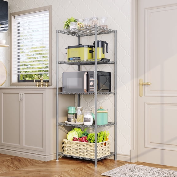 Wire Rack Shelving Organizer Shelf Storage Unit Utility 5-Tier Heavy Duty Metal Standing for Garage Kitchen Utensils