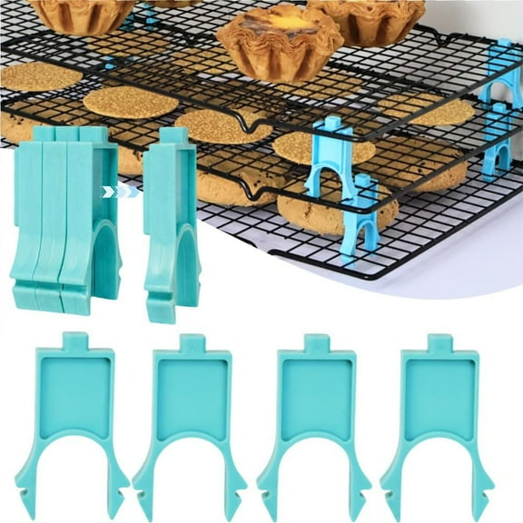 Wire Rack Stacker Organizer for Baking Kitchen Storage Space Saving Shelf Set of 4 Durable Metal Shelves