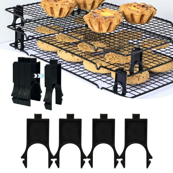 Wire Rack Stacker Organizer for Baking Kitchen Storage Space Saving Shelf Set of 4 Durable Metal Shelves