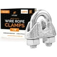 thumbnail image 1 of Wire Rope Clamp for Stainless Steel Wire Rope - 1/8" Galvanized U Bolt Style Cable Clips - for Guy Line, Metal Fence, Antenna, Clothesline, Rigging Hardware, Batting Cage - by Xpose Safety Pack of 48, 1 of 5